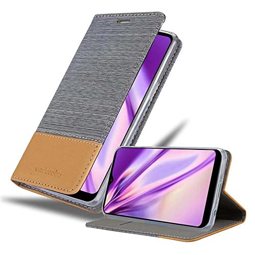 Cadorabo Hülle kompatibel mit LG K50S aus Premium Jeans und Kunst Leder Flip Klappbare Stoßfeste Magnetische [Standfunktion] [Kartenfächern] Cover Hülle für LG K50S Tasche in Grau von Cadorabo