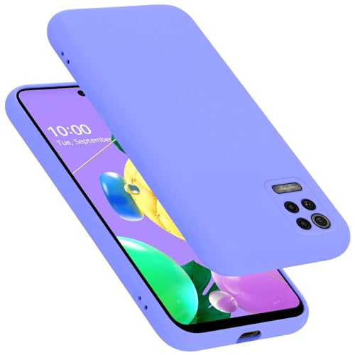 Cadorabo Hülle kompatibel mit LG K52 / K62 / Q52 Hülle Silikon Handyhülle für K52 / K62 / Q52 Case aus flüssigem Silikon- Kratzfeste und stoßfeste dünne TPU Schutzhülle - Liquid HELL LILA von Cadorabo