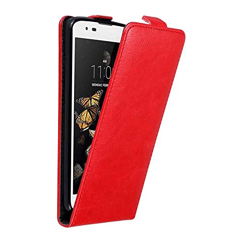 Cadorabo Hülle kompatibel mit LG K8 2016 Flip Design aus Premium Kunst Leder Flip Klappbare Stoßfeste Magnetische Cover Hülle für LG K8 2016 Tasche in Rot von Cadorabo