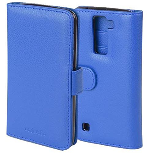 Cadorabo Hülle kompatibel mit LG K8 2016 aus Premium Kunst Leder Flip Klappbare Stoßfeste Magnetische [Standfunktion] [Kartenfächern] Cover Hülle für LG K8 2016 Tasche in Blau von Cadorabo