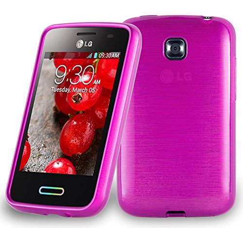 Cadorabo Hülle kompatibel mit LG L3 II (2. SIM) Schutzhülle TPU Silikon Case Brushed Design Slim Kratzfest Weiche Gummi mit Rundumschutz Case Hülle für LG L3 II (2. SIM) in Pink von Cadorabo
