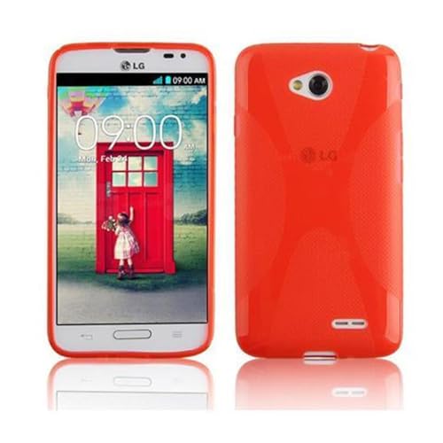 Cadorabo Hülle kompatibel mit LG L70 (1. SIM) Schutzhülle TPU Silikon Case X-Line Design Slim Kratzfest Weiche Gummi mit Rundumschutz Case Hülle für LG L70 (1. SIM) in Rot von Cadorabo