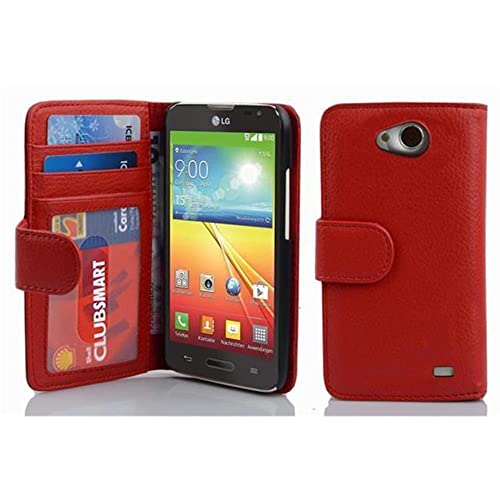 Cadorabo Hülle kompatibel mit LG L70 (1. SIM) aus Premium Kunst Leder Flip Klappbare Stoßfeste Magnetische [Standfunktion] [Kartenfächern] Cover Hülle für LG L70 (1. SIM) Tasche in Rot von Cadorabo