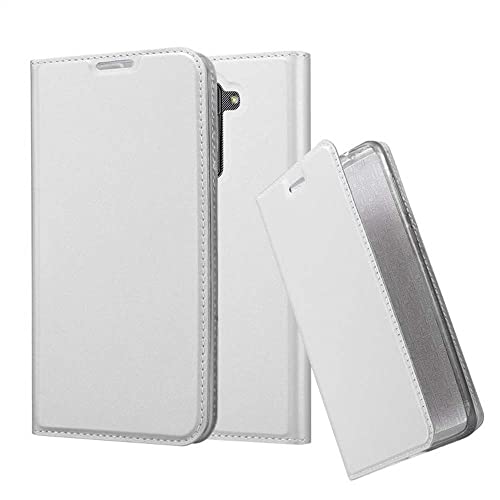 Cadorabo Hülle kompatibel mit LG Stylus 2 aus Premium Kunst Leder Flip Klappbare Stoßfeste Magnetische [Standfunktion] [Kartenfächern] Cover Hülle für LG Stylus 2 Tasche in Silber von Cadorabo