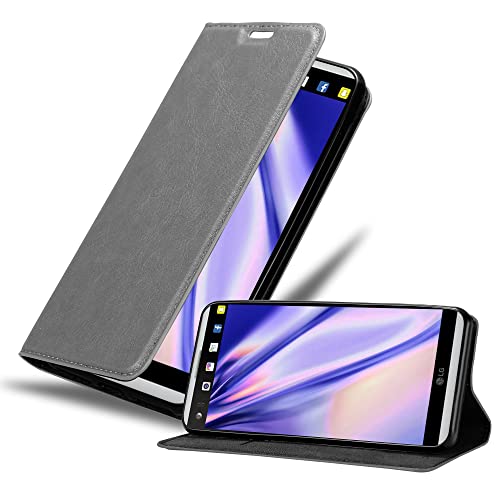 Cadorabo Hülle kompatibel mit LG V20 aus Premium Kunst Leder Flip Klappbare Stoßfeste Magnetische [Standfunktion] [Kartenfächern] Cover Hülle für LG V20 Tasche in Grau von Cadorabo