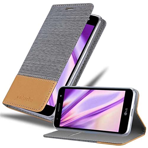 Cadorabo Hülle kompatibel mit LG X Power 3 aus Premium Jeans und Kunst Leder Flip Klappbare Stoßfeste Magnetische [Standfunktion] [Kartenfächern] Cover Hülle für LG X Power 3 Tasche in Grau von Cadorabo