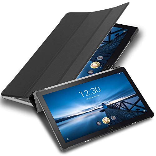 Cadorabo Hülle kompatibel mit Lenovo Tab P10 (10.1 Zoll) Tablethülle mit Auto Wake Up aus Kunst Leder Flip Klappbare Stoßfeste Magnetische Cover Hülle für Lenovo Tab P10 (10.1 Zoll) Tasche in Schwarz von Cadorabo