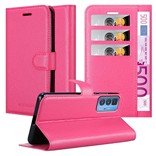 Cadorabo Hülle kompatibel mit Motorola Edge 20 PRO/Edge S PRO Handyhülle aus Kunst Leder Flip Klappbare Magnetische [Kartenfächern] Cover Hülle für Motorola Edge 20 PRO/Edge S PRO Tasche in Pink von Cadorabo