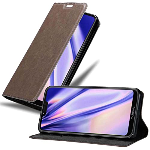 Cadorabo Hülle kompatibel mit Motorola MOTO G7 POWER aus Premium Kunst Leder Flip Klappbare Stoßfeste Magnetische [Standfunktion] [Kartenfächern] Cover Hülle für Motorola MOTO G7 POWER Tasche in Braun von Cadorabo