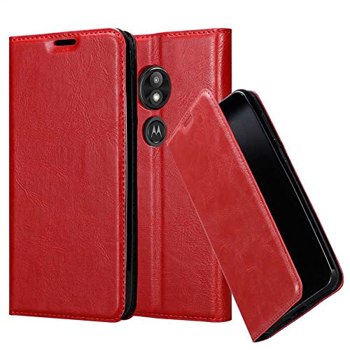 Cadorabo Hülle kompatibel mit Motorola Moto E5 Play aus Premium Kunst Leder Flip Klappbare Stoßfeste Magnetische [Standfunktion] [Kartenfächern] Cover Hülle für Motorola Moto E5 Play Tasche in Rot von Cadorabo