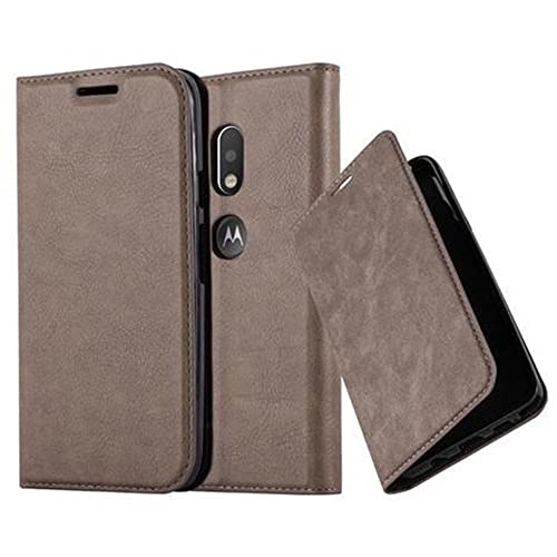 Cadorabo Hülle kompatibel mit Motorola Moto G4 Play aus Premium Kunst Leder Flip Klappbare Stoßfeste Magnetische [Standfunktion] [Kartenfächern] Cover Hülle für Motorola Moto G4 Play Tasche in Braun von Cadorabo