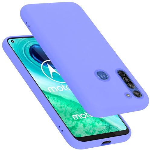 Cadorabo Hülle kompatibel mit Motorola Moto G8 Schutzhülle TPU Silikon Case Liquid Design Slim Kratzfest Weiche Liquidsilikon Microfaser mit Rundumschutz Case Hülle für Motorola Moto G8 in Lila von Cadorabo