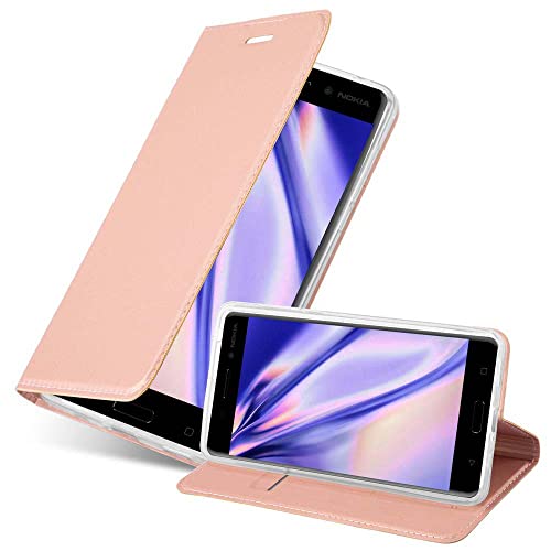 Cadorabo Hülle kompatibel mit Nokia 6 2017 aus Premium Kunst Leder Flip Klappbare Stoßfeste Magnetische [Standfunktion] [Kartenfächern] Cover Hülle für Nokia 6 2017 Tasche in Rosa von Cadorabo