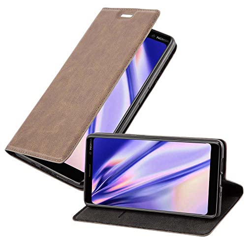 Cadorabo Hülle kompatibel mit Nokia 7 Plus aus Premium Kunst Leder Flip Klappbare Stoßfeste Magnetische [Standfunktion] [Kartenfächern] Cover Hülle für Nokia 7 Plus Tasche in Braun von Cadorabo