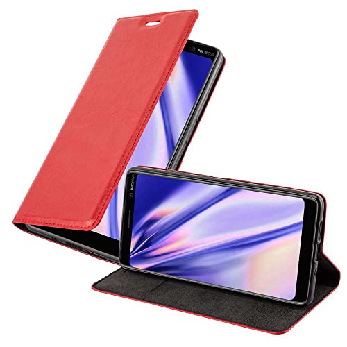 Cadorabo Hülle kompatibel mit Nokia 7 Plus aus Premium Kunst Leder Flip Klappbare Stoßfeste Magnetische [Standfunktion] [Kartenfächern] Cover Hülle für Nokia 7 Plus Tasche in Rot von Cadorabo