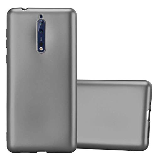 Cadorabo Hülle kompatibel mit Nokia 8 2017 Schutzhülle TPU Silikon Case Metallic Design Slim Kratzfest Weiche Gummi mit Rundumschutz Case Hülle für Nokia 8 2017 in Grau von Cadorabo