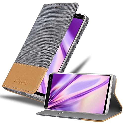 Cadorabo Hülle kompatibel mit Nokia 8 Sirocco aus Premium Jeans und Kunst Leder Flip Klappbare Stoßfeste Magnetische [Standfunktion] [Kartenfächern] Cover Hülle für Nokia 8 Sirocco Tasche in Grau von Cadorabo