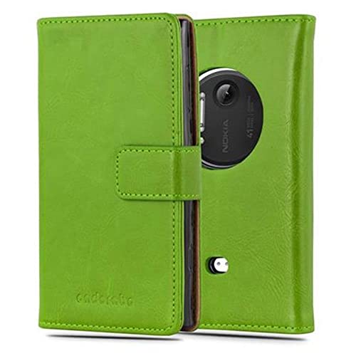 Cadorabo Hülle kompatibel mit Nokia Lumia 1020 aus Premium Kunst Leder Flip Klappbare Stoßfeste Magnetische [Standfunktion] [Kartenfächern] Cover Hülle für Nokia Lumia 1020 Tasche in Grün von Cadorabo