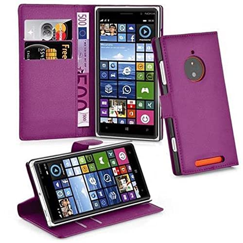 Cadorabo Hülle kompatibel mit Nokia Lumia 830 Handyhülle aus Premium Kunst Leder Flip Klappbare Stoßfeste Magnetische [Standfunktion] [Kartenfächern] Cover Hülle für Nokia Lumia 830 Tasche in Lila von Cadorabo
