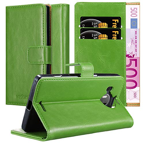 Cadorabo Hülle kompatibel mit Nokia Lumia 950 XL aus Premium Kunst Leder Flip Klappbare Stoßfeste Magnetische [Standfunktion] [Kartenfächern] Cover Hülle für Nokia Lumia 950 XL Tasche in Grün von Cadorabo