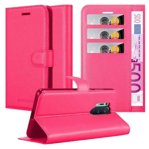 Cadorabo Hülle kompatibel mit OnePlus 8 PRO Handyhülle aus Premium Kunst Leder Flip Klappbare Stoßfeste Magnetische [Standfunktion] [Kartenfächern] Cover Hülle für OnePlus 8 PRO Tasche in Pink von Cadorabo