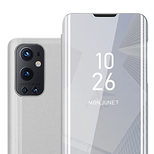 Cadorabo Hülle kompatibel mit OnePlus 9 PRO Schutzhülle TPU Silikon Case 360 View Spiegel, Slim Kratzfest Weiche Gummi mit Rundumschutz Cover Hülle für OnePlus 9 PRO in Silber von Cadorabo