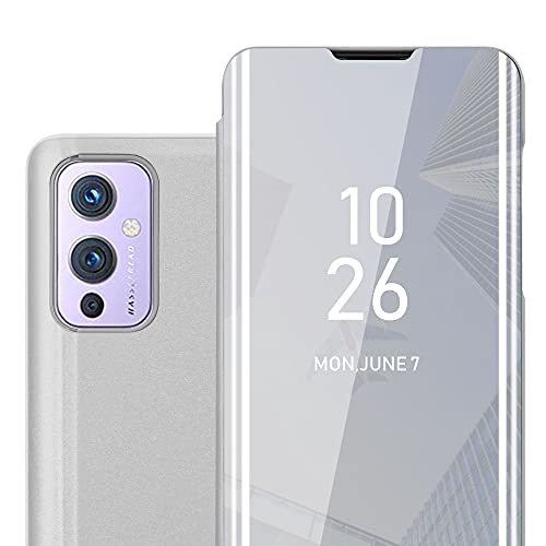 Cadorabo Hülle kompatibel mit OnePlus 9 Schutzhülle TPU Silikon Case 360 View Spiegel, Slim Kratzfest Weiche Gummi mit Rundumschutz Cover Hülle für OnePlus 9 in Silber von Cadorabo