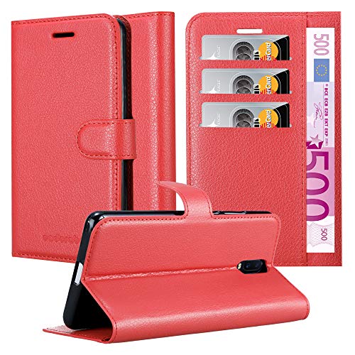 Cadorabo Hülle kompatibel mit Oppo R17 Handyhülle aus Premium Kunst Leder Flip Klappbare Stoßfeste Magnetische [Standfunktion] [Kartenfächern] Cover Hülle für Oppo R17 Tasche in Rot von Cadorabo