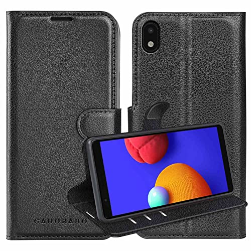 Cadorabo Hülle kompatibel mit Samsung Galaxy A01 CORE in Phantom SCHWARZ - Schutzhülle mit Magnetverschluss, Standfunktion und Kartenfach Cadorabo Hülle kompatibel mit Samsung Galaxy A01 CORE in Phantom SCHWARZ - Schutzhülle mit Magnetverschluss, Standfunktion und Kartenfach von Cadorabo
