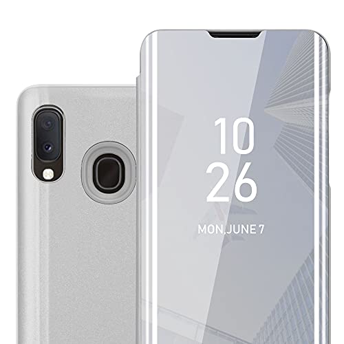 Cadorabo Hülle kompatibel mit Samsung Galaxy A10e / A20e Schutzhülle TPU Silikon Case 360 View Spiegel, Slim Kratzfest Weiche Gummi mit Rundumschutz Cover Hülle für Galaxy A10e / A20e in Silber von Cadorabo