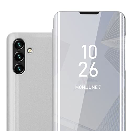 Cadorabo Hülle kompatibel mit Samsung Galaxy A13 5G Schutzhülle TPU Silikon Case 360 View Spiegel, Slim Kratzfest Weiche Gummi mit Rundumschutz Cover Hülle für Galaxy A13 5G in Silber von Cadorabo