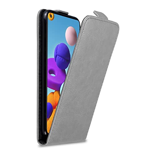 Cadorabo Hülle kompatibel mit Samsung Galaxy A21s Flip Design aus Premium Kunst Leder Flip Klappbare Stoßfeste Magnetische Cover Hülle für Galaxy A21s Tasche in Grau von Cadorabo