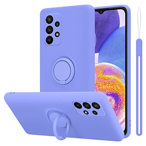 Cadorabo Hülle kompatibel mit Samsung Galaxy A23 4G 5G Schutzhülle TPU Silikon Case Liquid Design mit Ring Slim Kratzfest Liquidsilikon Microfaser Case Hülle für Galaxy A23 4G 5G in Lila von Cadorabo