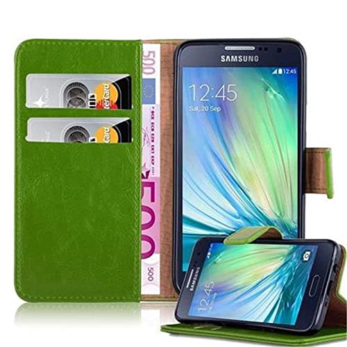 Cadorabo Hülle kompatibel mit Samsung Galaxy A3 2015 aus Premium Kunst Leder Flip Klappbare Stoßfeste Magnetische [Standfunktion] [Kartenfächern] Cover Hülle für Galaxy A3 2015 Tasche in Grün von Cadorabo