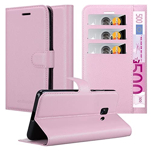 Cadorabo Hülle kompatibel mit Samsung Galaxy A3 2017 Handyhülle aus Kunst Leder Flip Klappbare Stoßfeste Magnetische [Standfunktion] [Kartenfächern] Cover Hülle für Galaxy A3 2017 Tasche in Rosa von Cadorabo