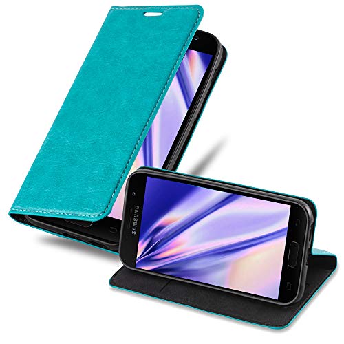 Cadorabo Hülle kompatibel mit Samsung Galaxy A3 2017 aus Premium Kunst Leder Flip Klappbare Stoßfeste Magnetische [Standfunktion] [Kartenfächern] Cover Hülle für Galaxy A3 2017 Tasche in Türkis von Cadorabo