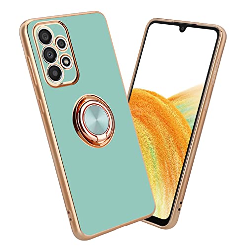 Cadorabo Hülle kompatibel mit Samsung Galaxy A33 5G Schutzhülle TPU Silikon Case mit Ring Design mit Kameraschutz Slim Kratzfest Weiche Gummi mit Rundumschutz Case Hülle für Galaxy A33 5G in Türkis von Cadorabo