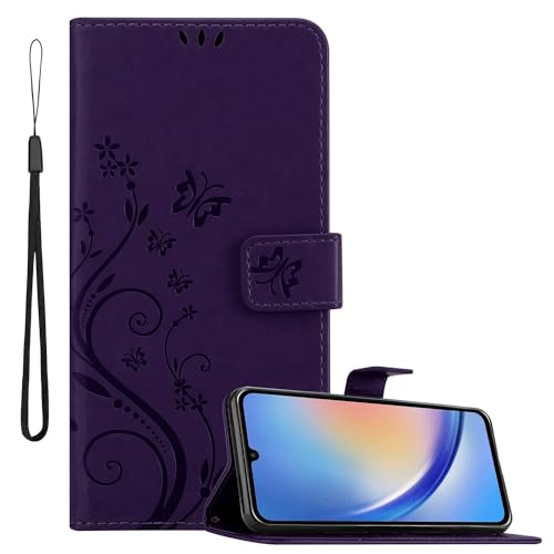 Cadorabo Hülle kompatibel mit Samsung Galaxy A34 5G in FLORAL DUNKEL LILA - Schutzhülle im Blumen Design mit Magnetverschluss, Standfunktion und Kartenfächern Cadorabo Hülle kompatibel mit Samsung Galaxy A34 5G in FLORAL DUNKEL LILA - Schutzhülle im Blumen Design mit Magnetverschluss, Standfunktion und Kartenfächern von Cadorabo