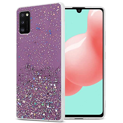 Cadorabo Hülle kompatibel mit Samsung Galaxy A41 Rundumschutz TPU Silikon Case Mädchen Glitzer Strass Design Slim Kratzfest Weiche Gummi Bling Schutzhülle für Samsung Galaxy A41 in Lila von Cadorabo