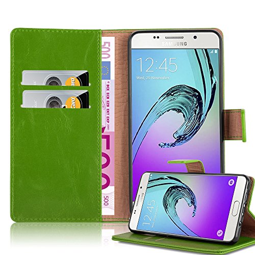 Cadorabo Hülle kompatibel mit Samsung Galaxy A5 2016 aus Premium Kunst Leder Flip Klappbare Stoßfeste Magnetische [Standfunktion] [Kartenfächern] Cover Hülle für Galaxy A5 2016 Tasche in Grün von Cadorabo