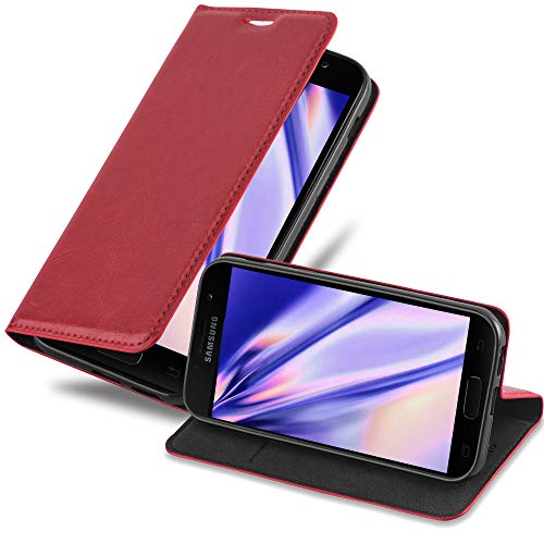 Cadorabo Hülle kompatibel mit Samsung Galaxy A5 2017 aus Premium Kunst Leder Flip Klappbare Stoßfeste Magnetische [Standfunktion] [Kartenfächern] Cover Hülle für Galaxy A5 2017 Tasche in Rot von Cadorabo