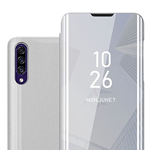 Cadorabo Hülle kompatibel mit Samsung Galaxy A50 4G A50s A30s Schutzhülle TPU Silikon Case 360 View Spiegel, Slim Kratzfest Gummi mit Rundumschutz Cover Hülle für Galaxy A50 4G A50s A30s in Silber von Cadorabo