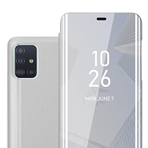 Cadorabo Hülle kompatibel mit Samsung Galaxy A51 4G / M40s Schutzhülle TPU Silikon Case 360 View Spiegel, Slim Kratzfest Weiche Gummi mit Rundumschutz Cover Hülle für Galaxy A51 4G / M40s in Silber von Cadorabo