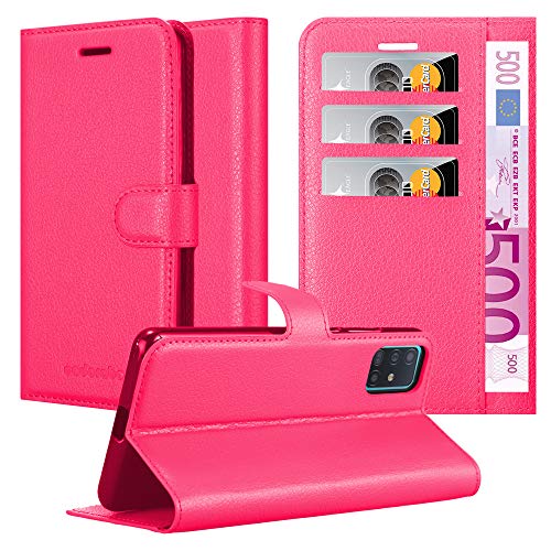 Cadorabo Hülle kompatibel mit Samsung Galaxy A51 5G Handyhülle aus Premium Kunst Leder Flip Klappbare Stoßfeste Magnetische [Standfunktion] [Kartenfächern] Cover Hülle für Galaxy A51 5G Tasche in Pink von Cadorabo