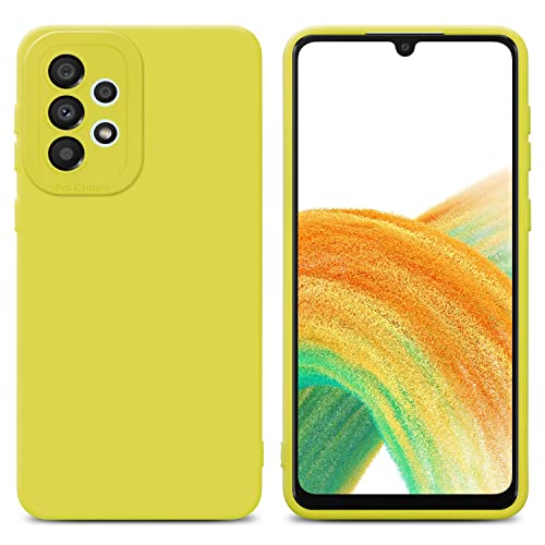 Cadorabo Hülle kompatibel mit Samsung Galaxy A52 (4G 5G) A52s Schutzhülle TPU Silikon Case Liquid Design mit Kameraschutz Slim Kratzfest Gummi Case Hülle für Galaxy A52 (4G 5G) A52s in Gelb von Cadorabo