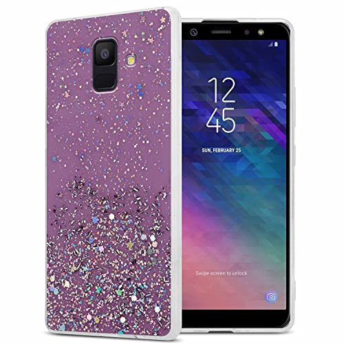 Cadorabo Hülle kompatibel mit Samsung Galaxy A6 2018 Rundumschutz TPU Silikon Case Mädchen Glitzer Strass Design Slim Kratzfest Weiche Gummi Bling Schutzhülle für Samsung Galaxy A6 2018 in Lila von Cadorabo