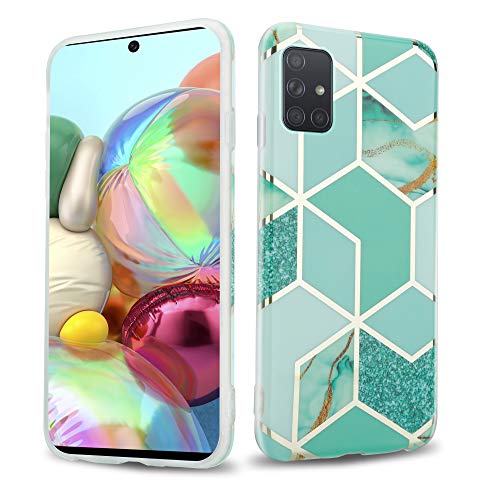 Cadorabo Hülle kompatibel mit Samsung Galaxy A71 4G Schutzhülle TPU Silikon Case Marmor Design Slim Kratzfest Weiche Gummi mit Rundumschutz Case Hülle für Galaxy A71 4G in Grün von Cadorabo