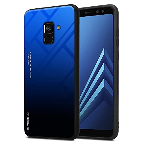 Cadorabo Hülle kompatibel mit Samsung Galaxy A8 2018 Schutzhülle TPU Silikon Case Glas Slim Kratzfest Weiche Gummi mit Rundumschutz Case Hülle für Galaxy A8 2018 in Schwarz von Cadorabo