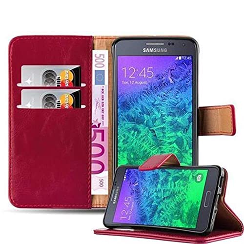 Cadorabo Hülle kompatibel mit Samsung Galaxy Alpha aus Premium Kunst Leder Flip Klappbare Stoßfeste Magnetische [Standfunktion] [Kartenfächern] Cover Hülle für Galaxy Alpha Tasche in Rot von Cadorabo
