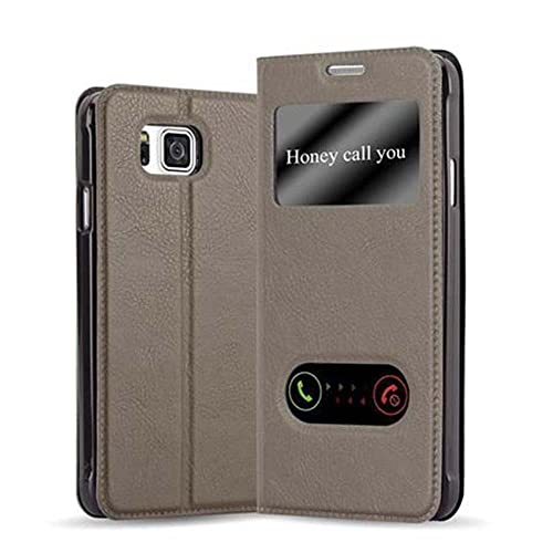 Cadorabo Hülle kompatibel mit Samsung Galaxy Alpha in Stein BRAUN - Schutzhülle mit Magnetverschluss, Standfunktion und 2 Sichtfenstern Cadorabo Hülle kompatibel mit Samsung Galaxy Alpha in Stein BRAUN - Schutzhülle mit Magnetverschluss, Standfunktion und 2 Sichtfenstern von Cadorabo